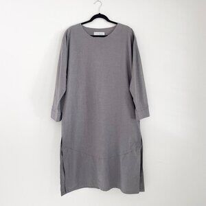 HOUSE of the Very Island's Cotton Long Sleeve Kaftan Dress Size Small Gray